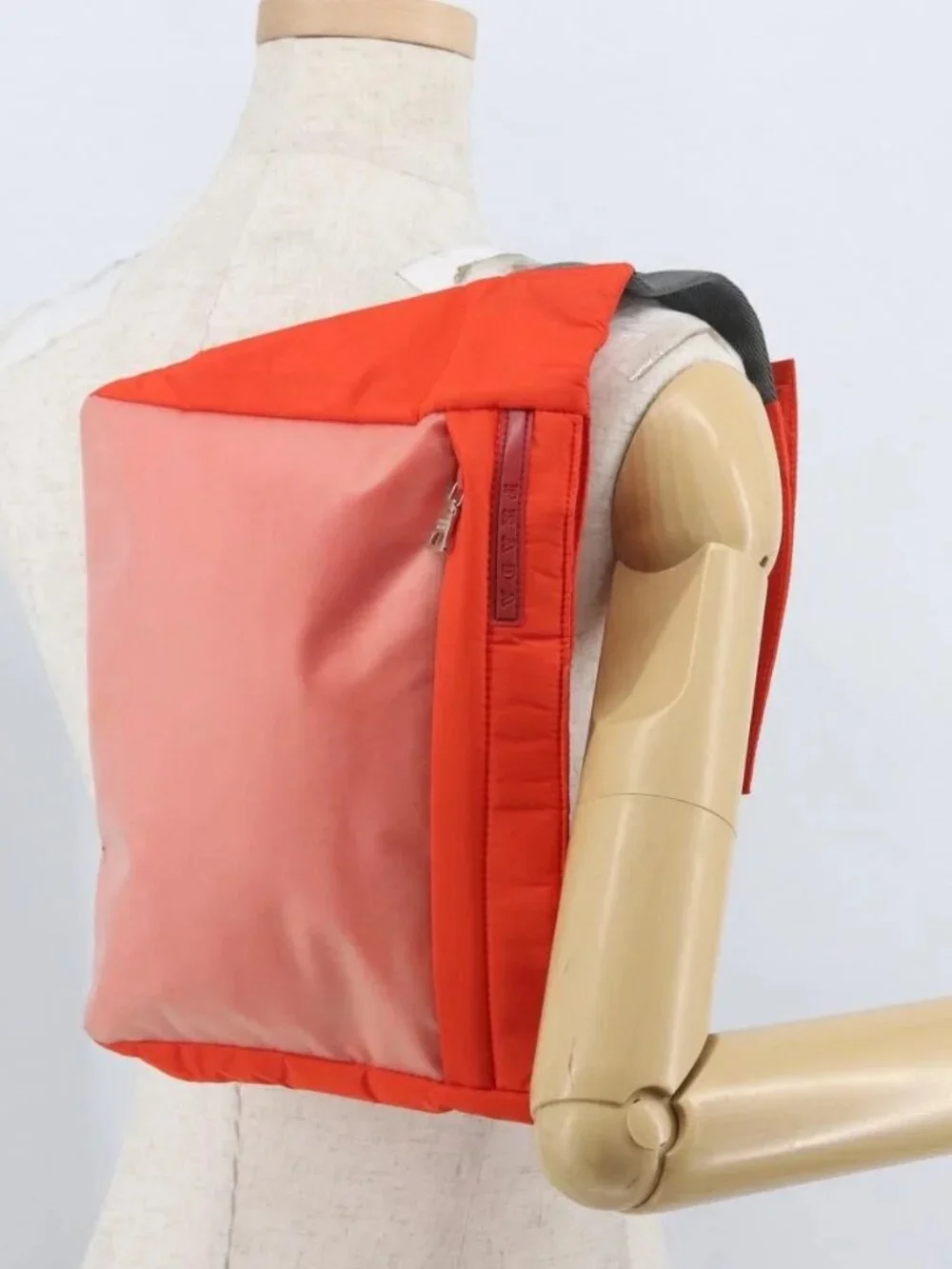 PRADA Sports Body Bag Nylon Orange Silver Auth 172265